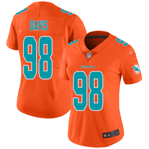 Nike Miami Dolphins #98 Raekwon Davis Orange Women Stitched NFL Limited Inverted Legend Jersey->women nfl jersey->Women Jersey